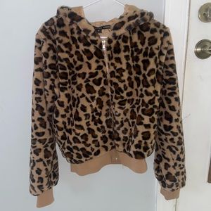 Cheetah print bomber jacket
